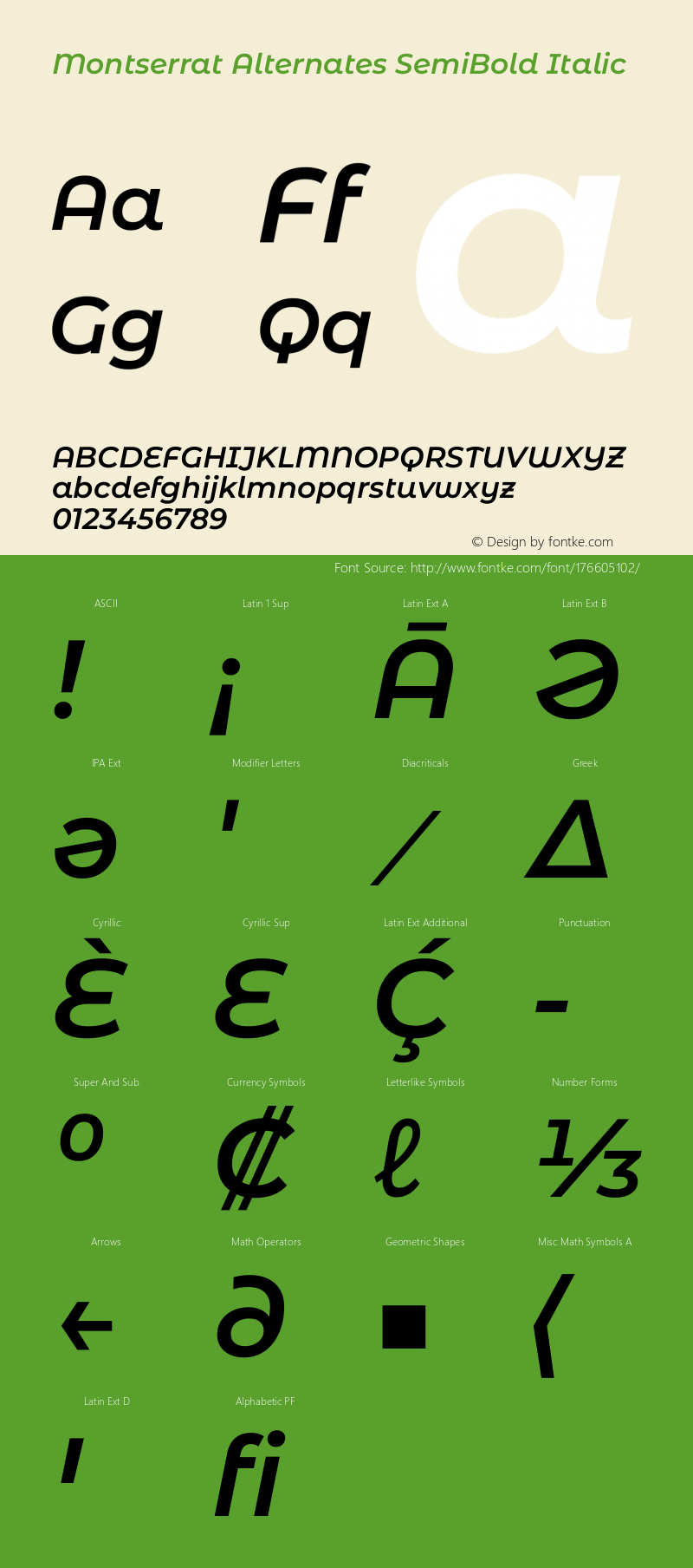 Montserrat Alternates SemiBold Italic Version 8.000图片样张