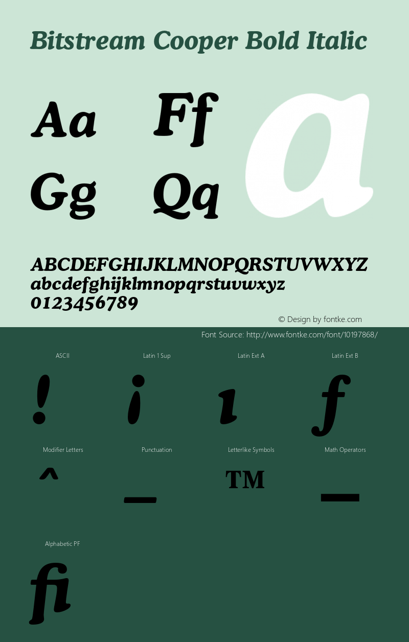 Bitstream Cooper Bold Italic 2.0-1.0图片样张