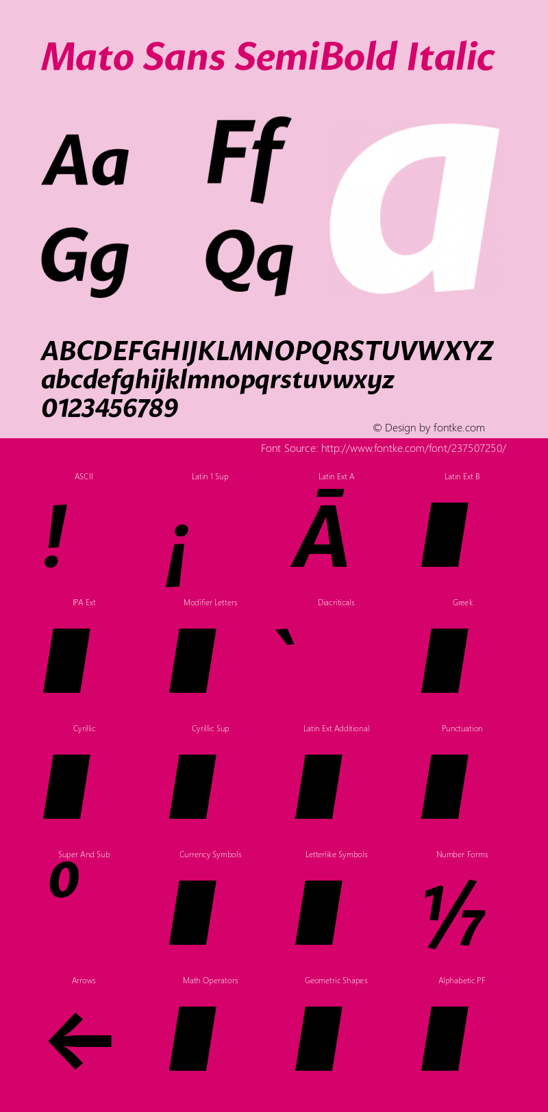 Mato Sans SemiBold Italic Version 1.001;PS 001.001;hotconv 1.0.88;makeotf.lib2.5.64775图片样张
