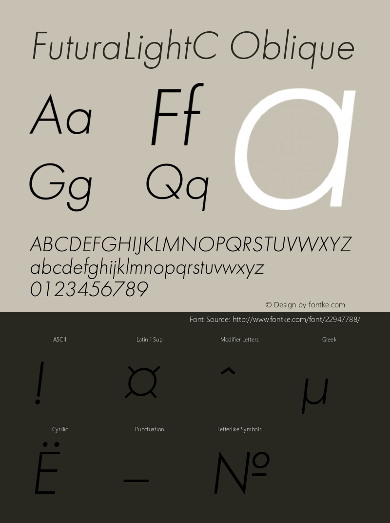 Futura Light Oblique Cyrillic Version 001.000图片样张