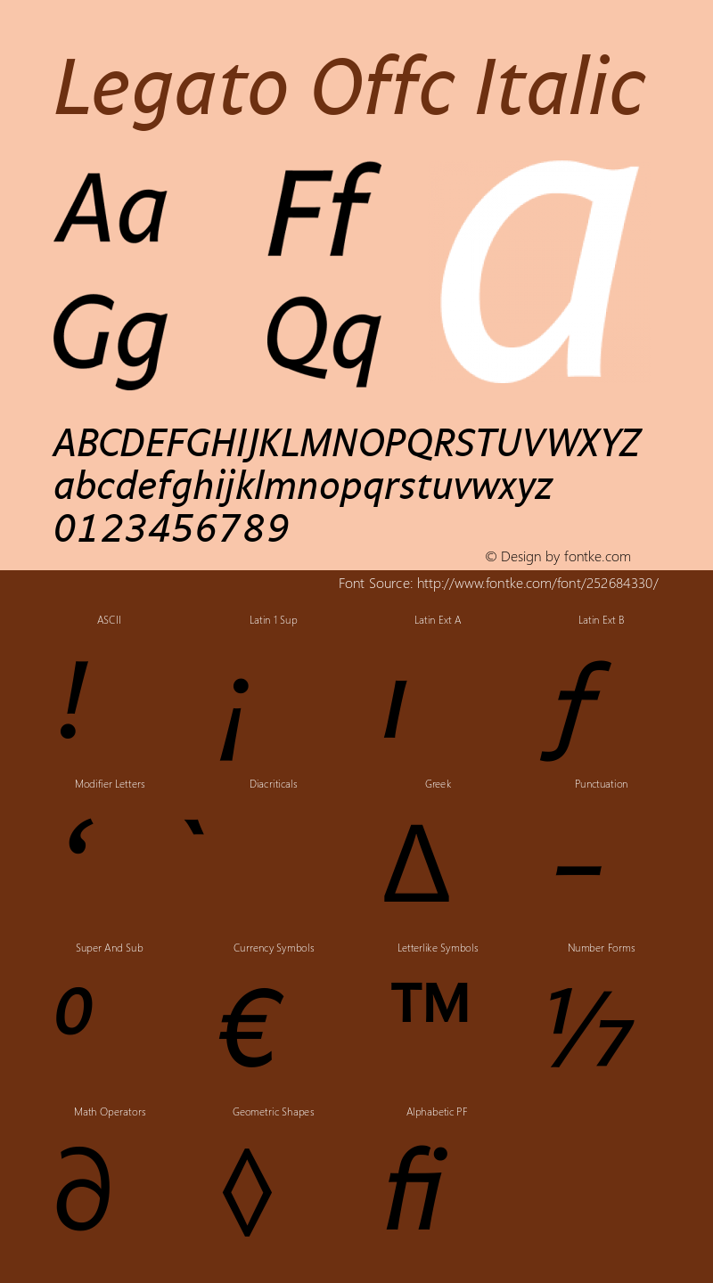 Legato Offc Italic Version 7.504; 2012; Build 1020图片样张