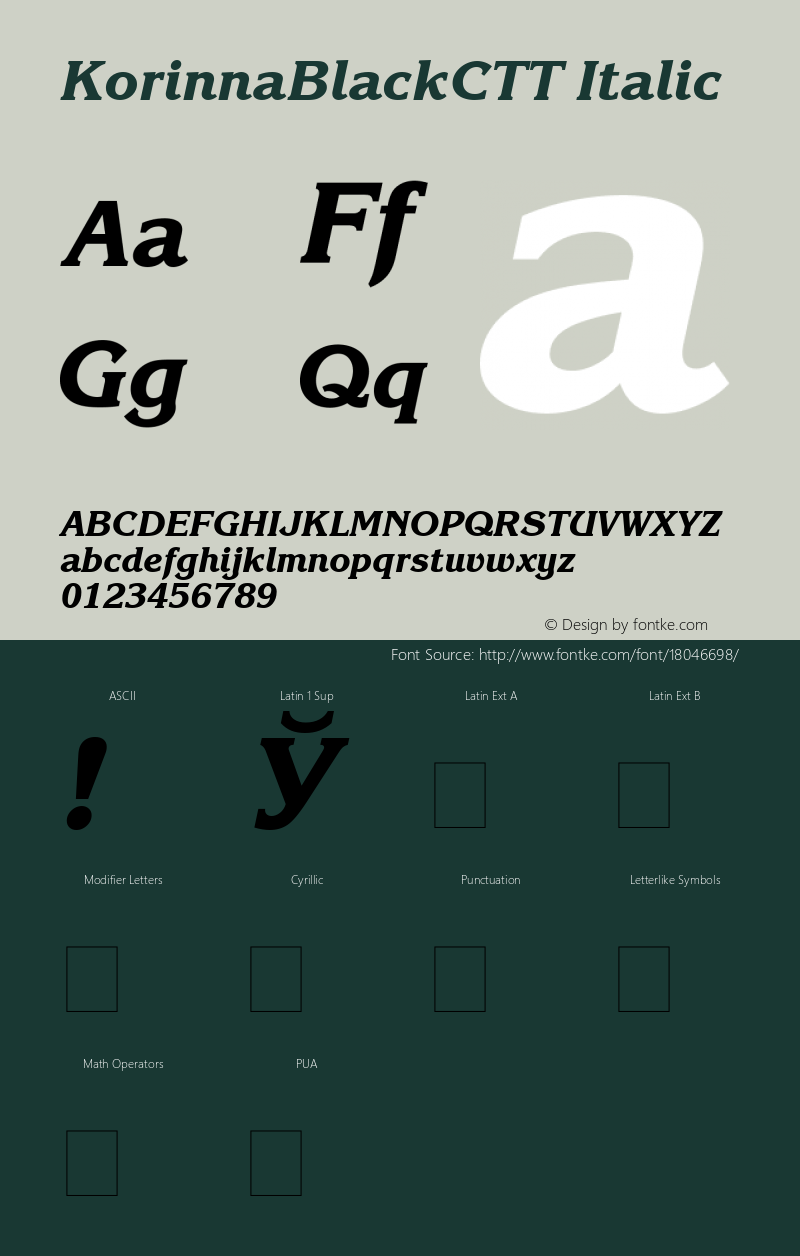 KorinnaBlackCTT Italic TrueType Maker version 3.00.00图片样张