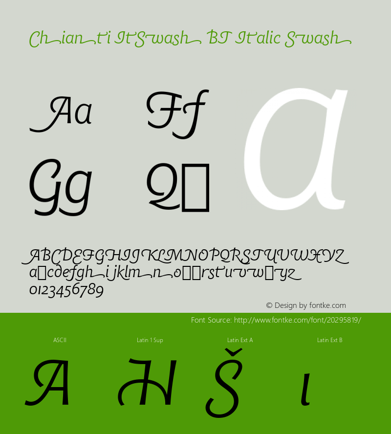 Chianti ItSwash BT Italic Swash mfgpctt-v4.5 Feb 12 2001图片样张