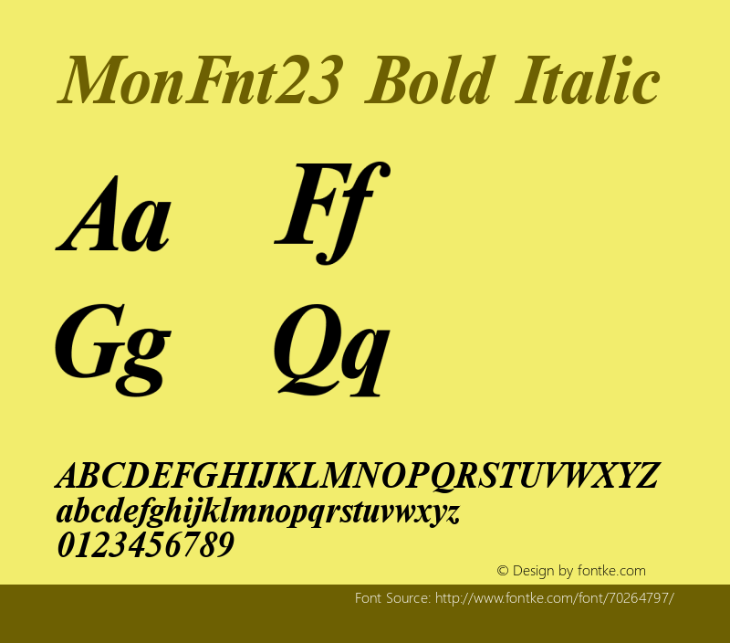 MonFnt23 Bold Italic Version 1.00图片样张