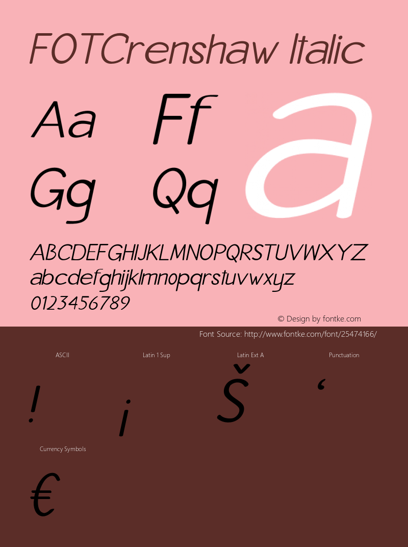 FOTCrenshaw-Italic Version 1.000图片样张