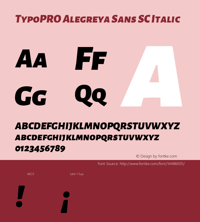 TypoPRO Alegreya Sans SC Italic Version 1.000;PS 001.000;hotconv 1.0.70;makeotf.lib2.5.58329 DEVELOPMENT图片样张