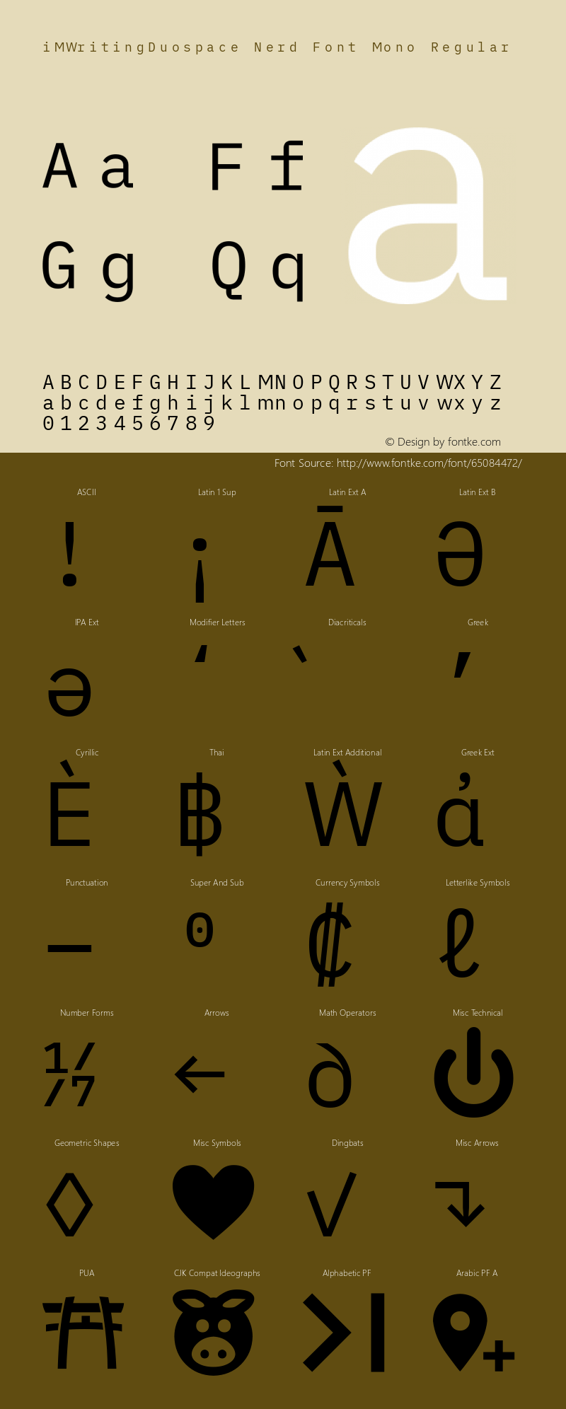 iM Writing Duospace Regular Nerd Font Complete Mono Version 1.005图片样张
