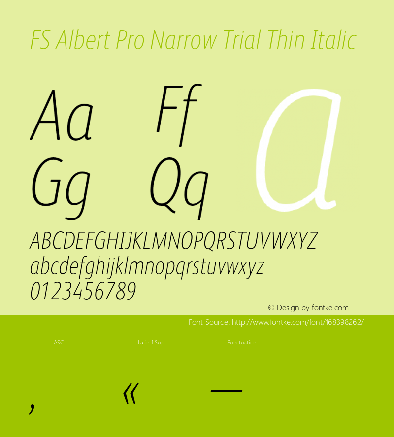 FSAlbertProNarrow-ThinItalic Trial Version 3.000图片样张