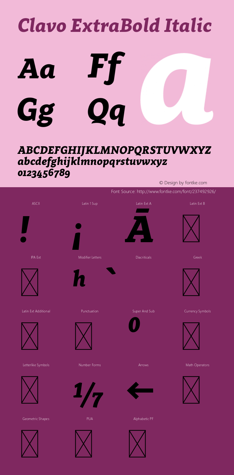 Clavo ExtraBold Italic Version 1.007图片样张