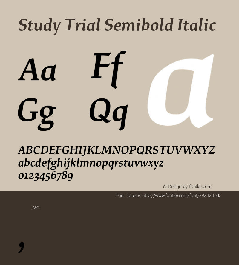 Study Trial Semibold Italic Version 1.020;hotconv 1.0.109;makeotfexe 2.5.65596图片样张