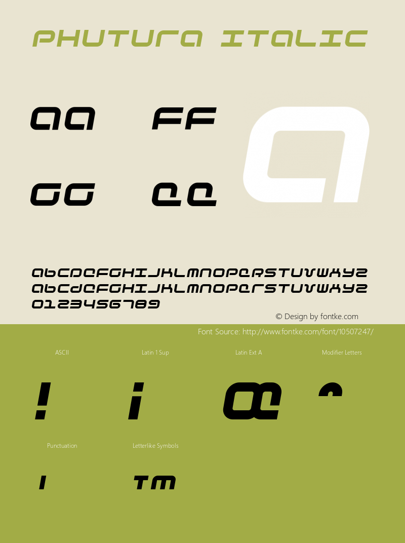 Phutura Italic Version 1.0; 2001图片样张