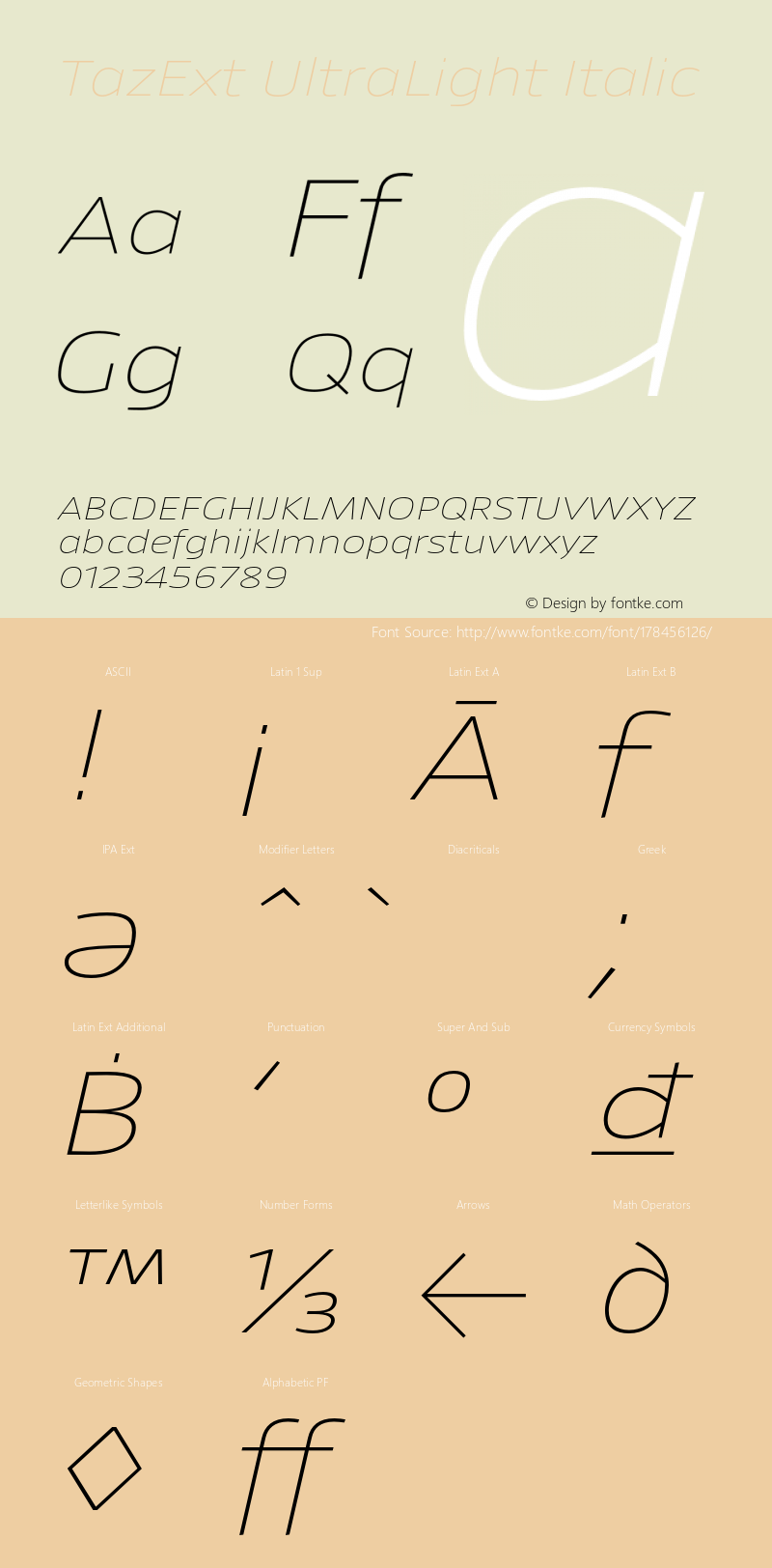 TazExt UltraLightItalic Version 1.007图片样张