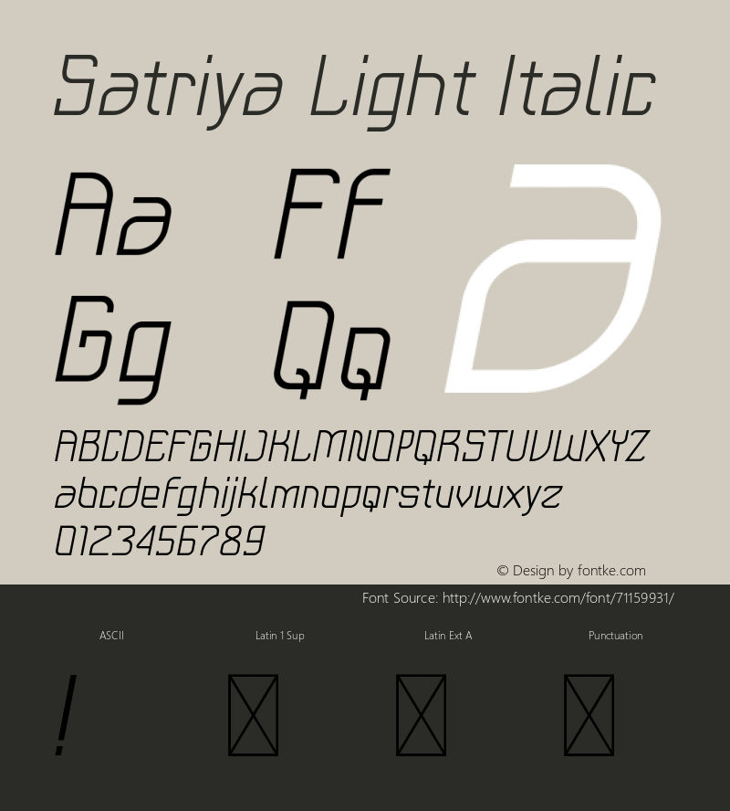 Satriya Light Italic Version 1.000;Fontself Maker 3.5.1图片样张