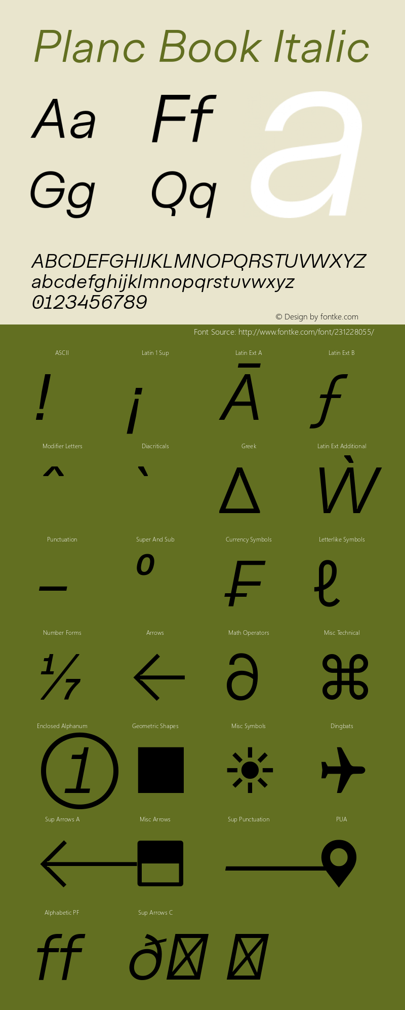 Planc Book Italic Version 1.000 | FøM Fix图片样张