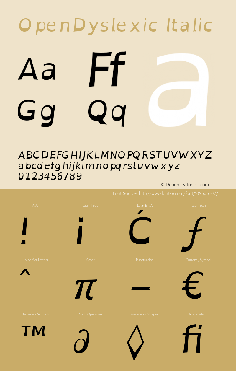 OpenDyslexic Italic Version 0.600图片样张