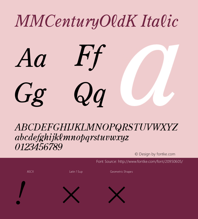 MMCenturyOldK Italic Version 3.100;PS 001.000;hotconv 1.0.38;makeotf.lib1.6.5960图片样张