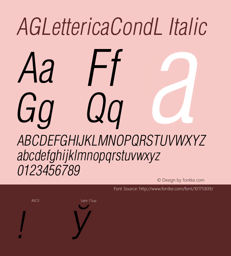 AGLettericaCondL Italic 001.000图片样张