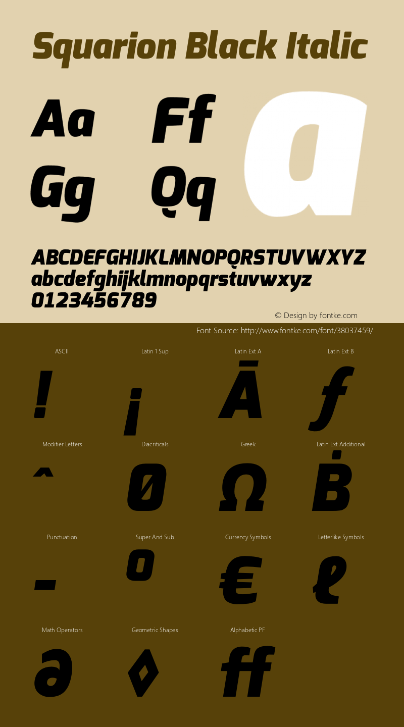 Squarion Black Italic Version 1.00;September 11, 2019;FontCreator 11.5.0.2425 64-bit图片样张