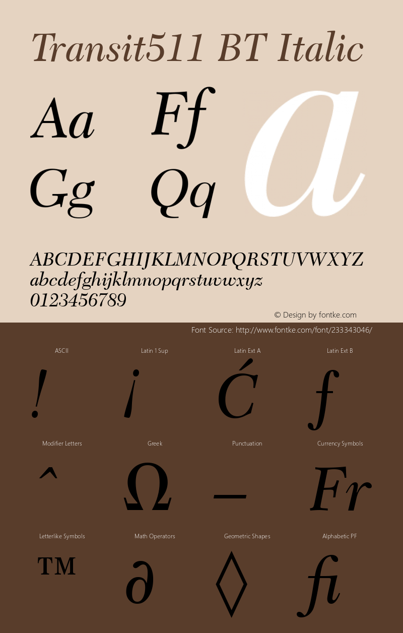 Transit511 BT Italic Version 1.01 emb4-OT图片样张