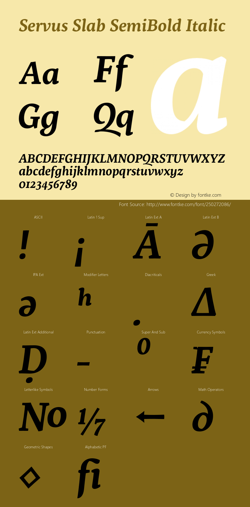 Servus Slab SemiBold Italic Version 1.000;PS 001.000;hotconv 1.0.70;makeotf.lib2.5.58329图片样张