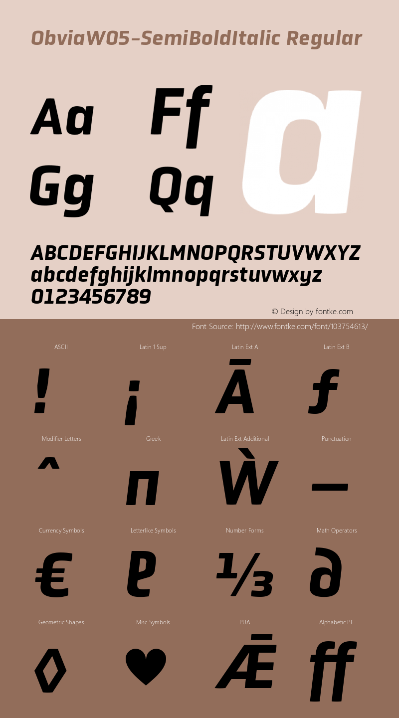 Obvia W05 SemiBold Italic Version 6.006图片样张