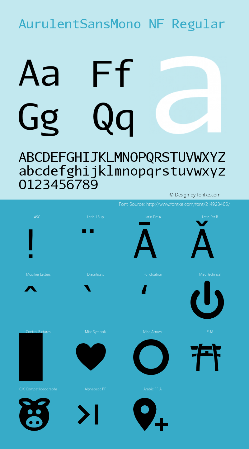 AurulentSansMono-Regular Nerd Font Complete Windows Compatible Version 0.01;Nerd Fonts 2.1.0图片样张