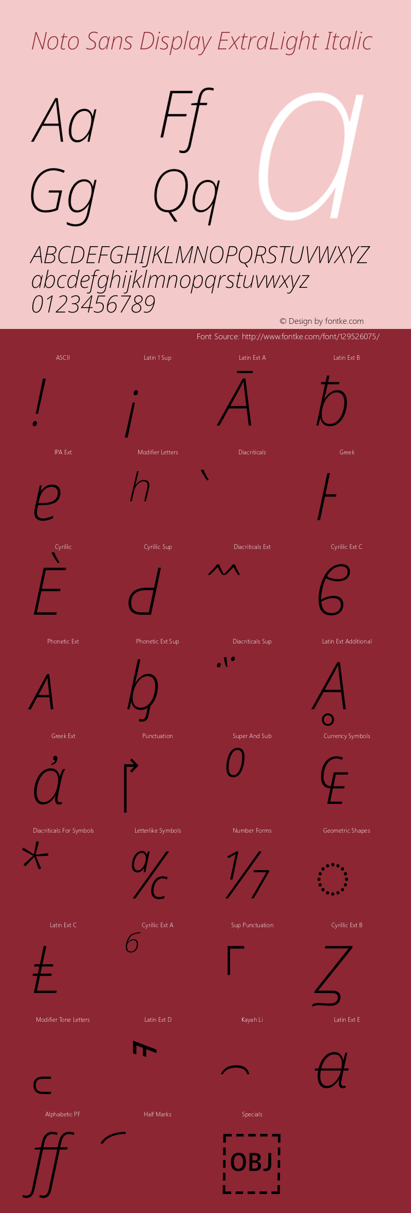 Noto Sans Display ExtraLight Italic Version 2.003图片样张