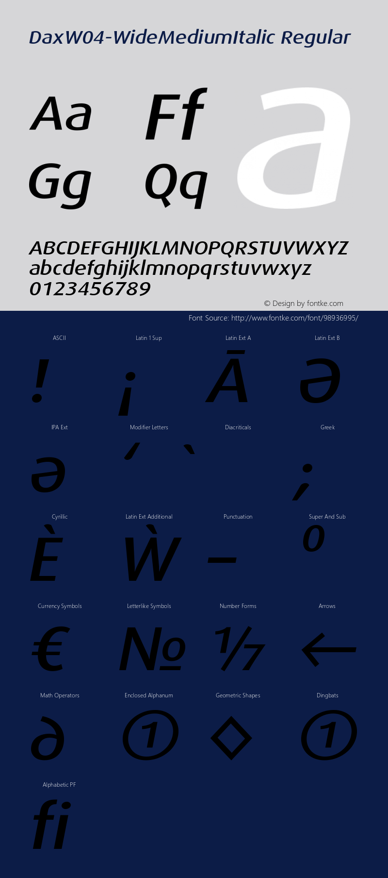 Dax W04 Wide Medium Italic Version 7.504图片样张
