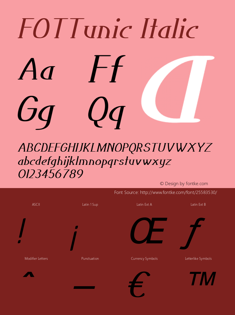 FOTTunic-Italic Version 1.000图片样张