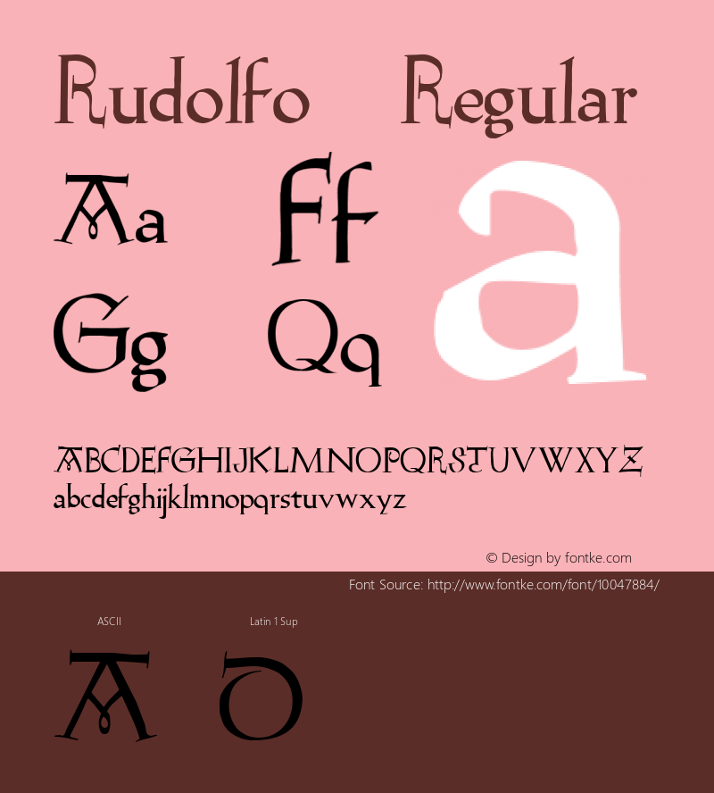 Rudolfo Regular Altsys Fontographer 4.0.3 8/22/97图片样张