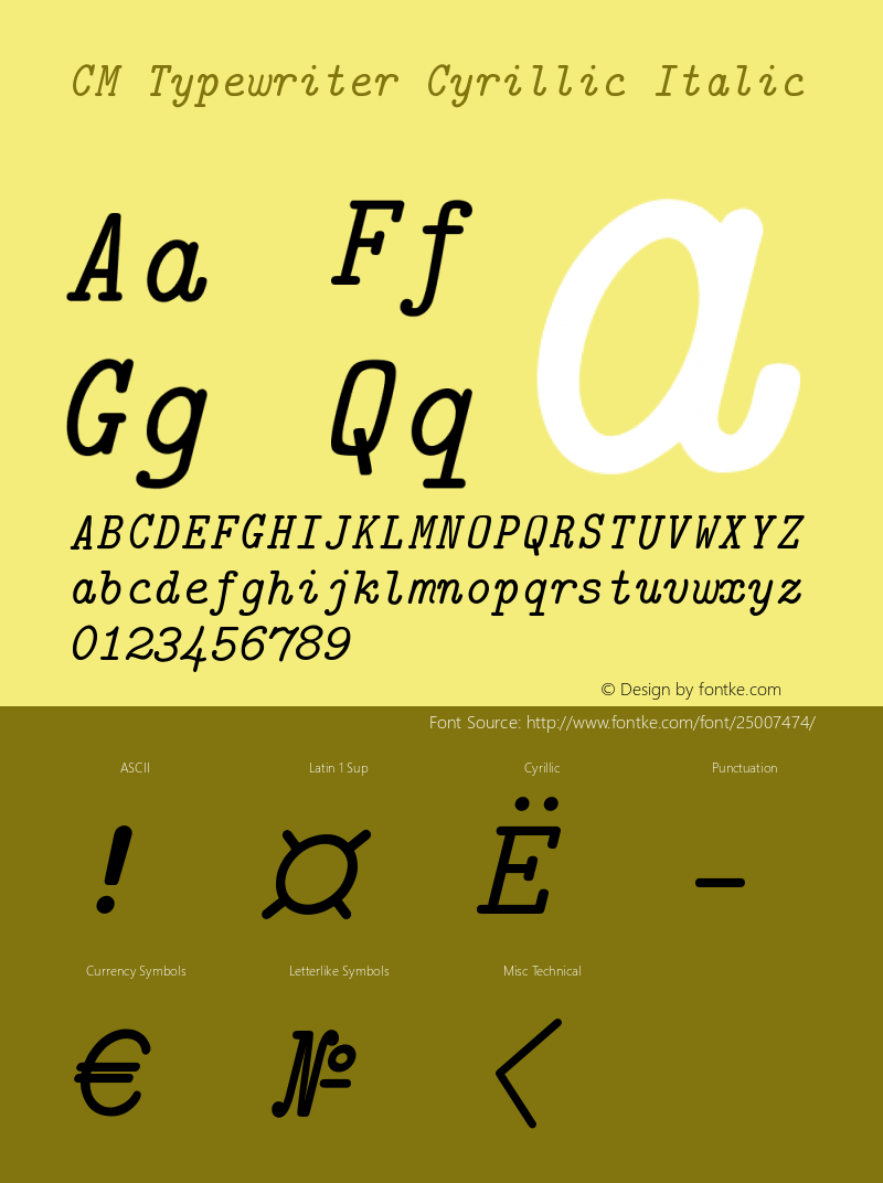 Computer Modern Typewriter Cyrillic Italic Version 001.001图片样张