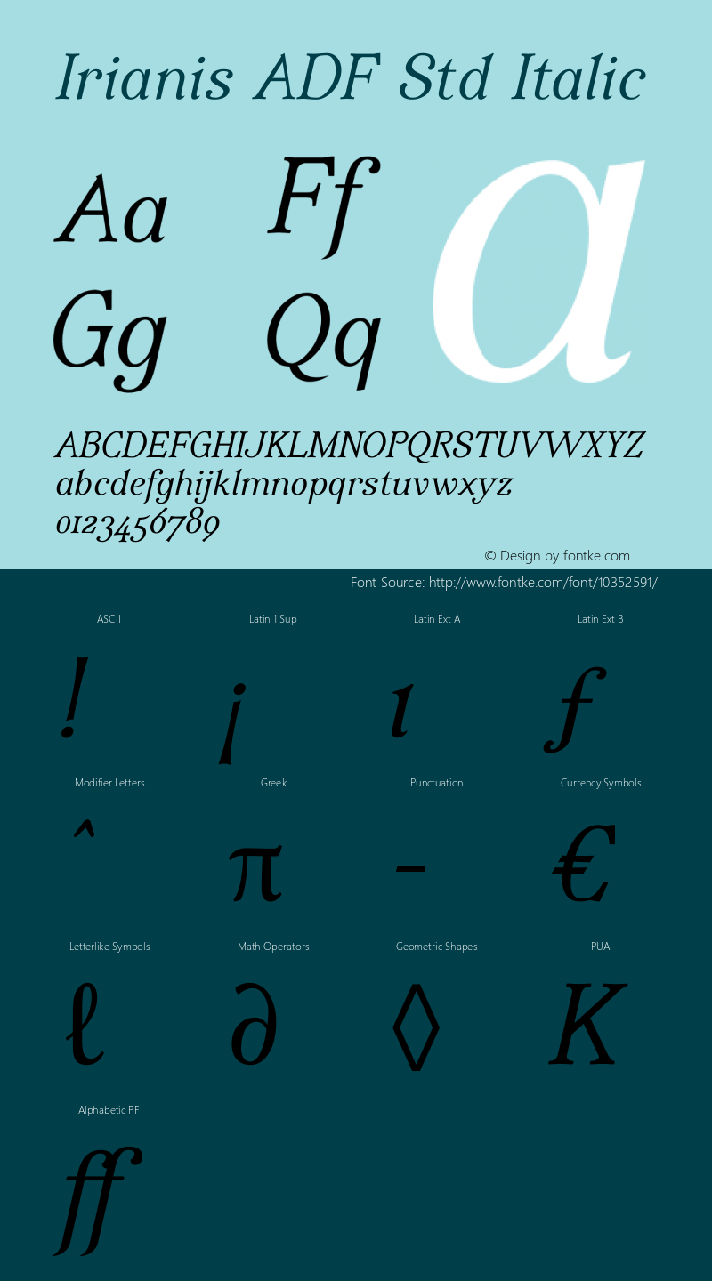 Irianis ADF Std Italic Version 2.001;图片样张