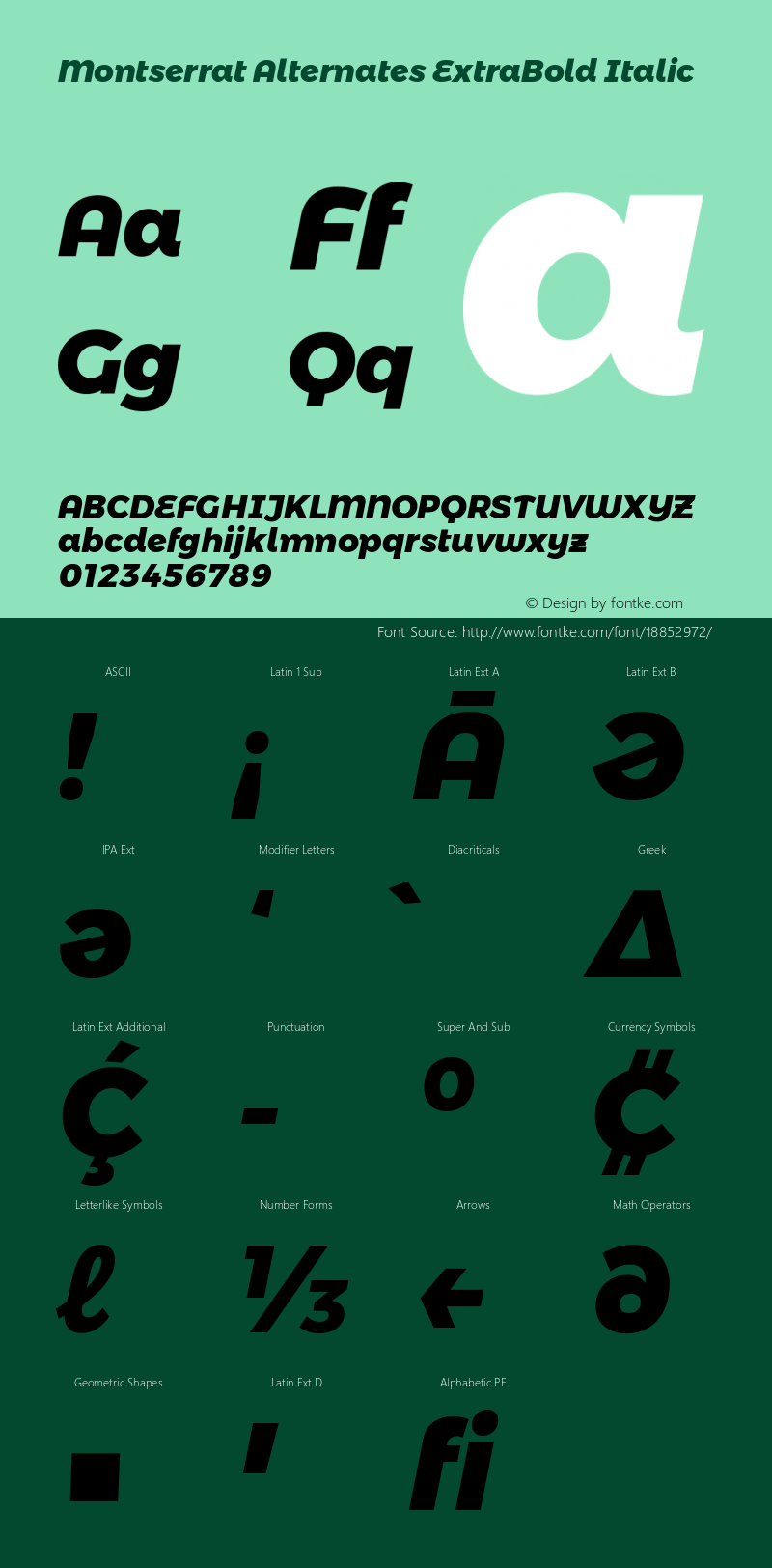 Montserrat Alternates ExtraBold Italic Version 6.002图片样张