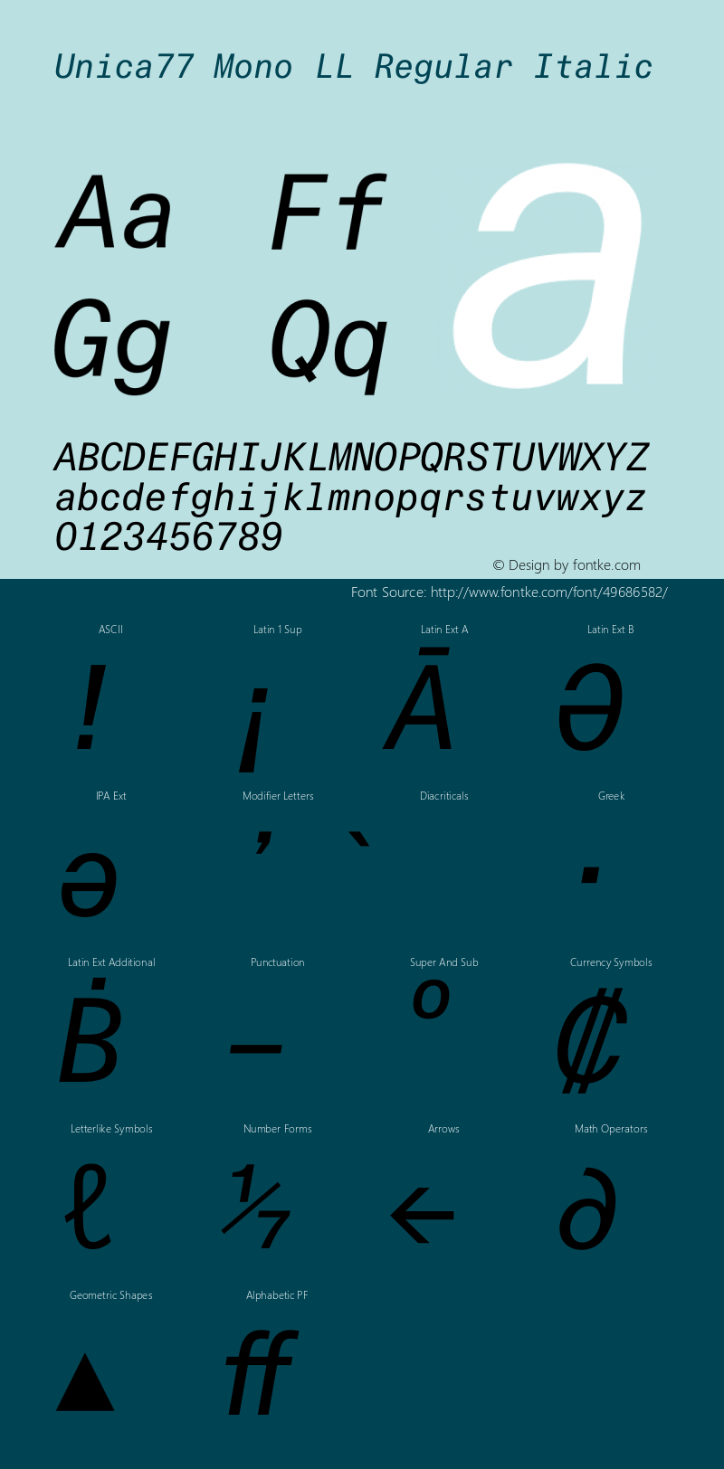 Unica77 Mono LL Italic Version 3.000; build 0003 | wf-rip DC20190925图片样张