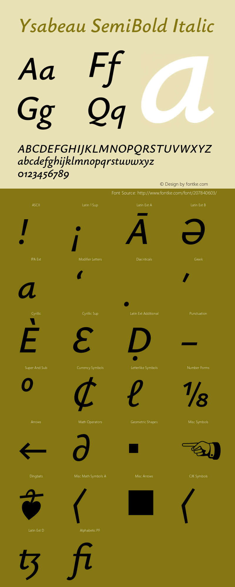 Ysabeau SemiBold Italic Version 0.025;FEAKit 1.0图片样张