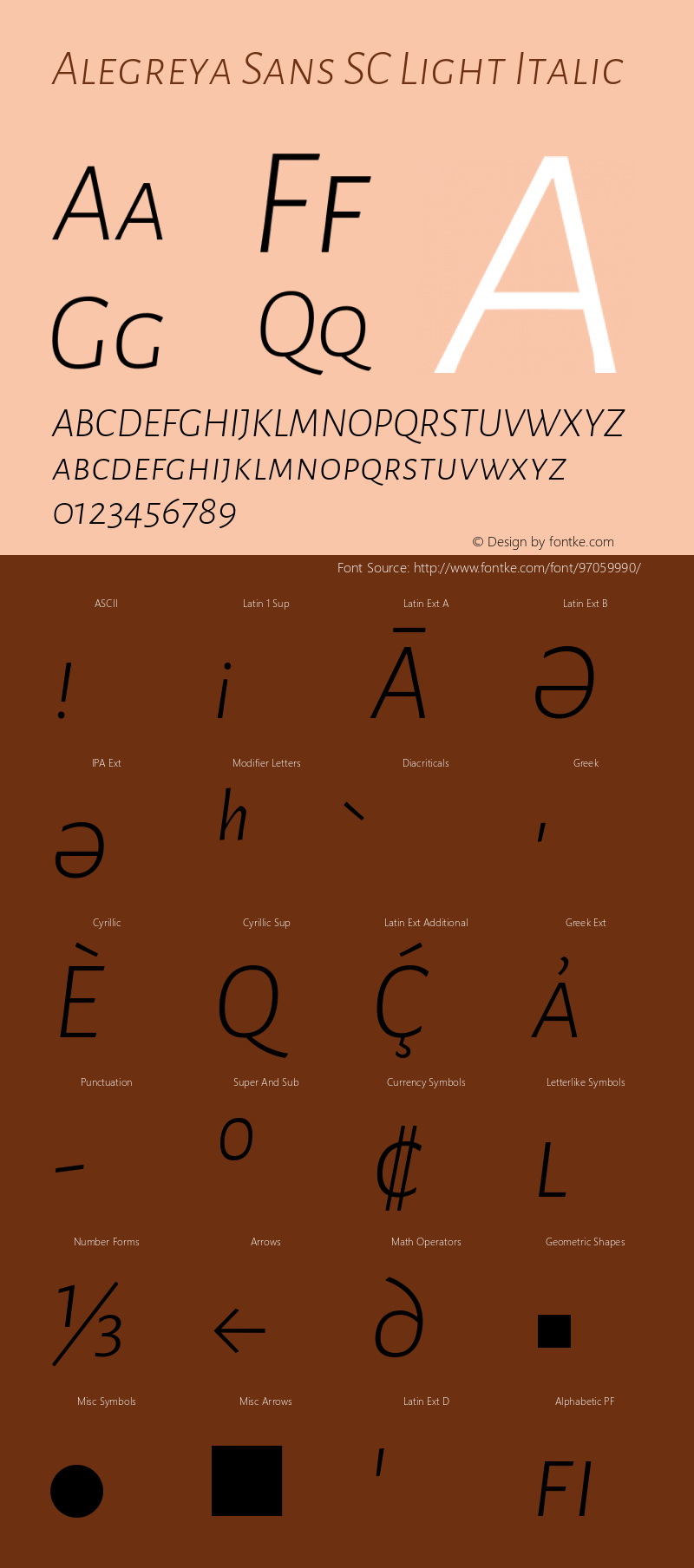 Alegreya Sans SC Light Italic Version 2.003; ttfautohint (v1.6)图片样张