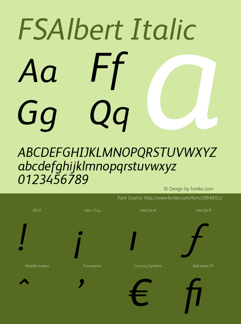 FSAlbert Italic Version 001.000图片样张