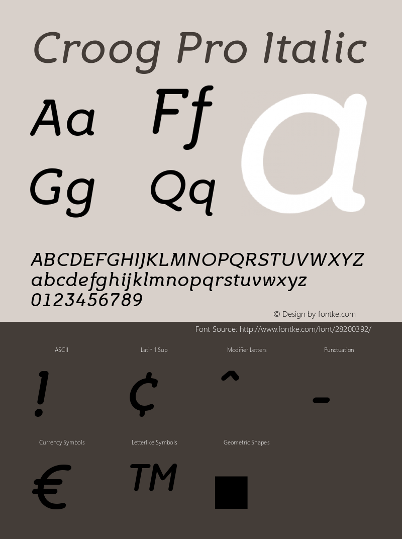 Croog Pro Italic Version 2.000图片样张