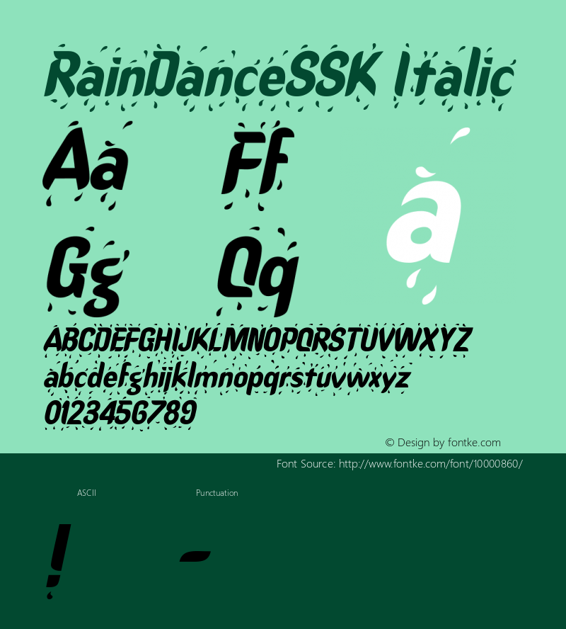 RainDanceSSK Italic Macromedia Fontographer 4.1 8/13/95图片样张