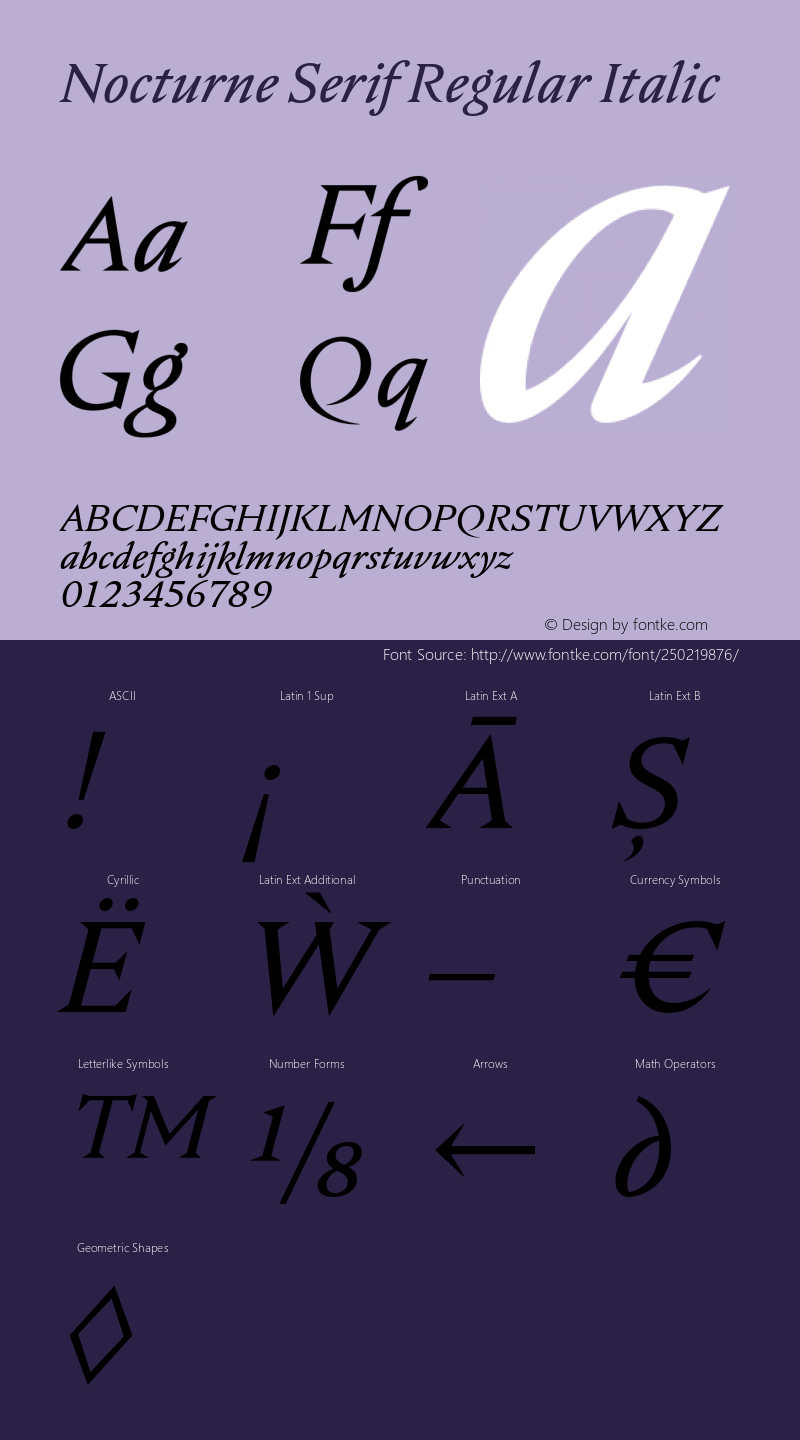 Nocturne Serif Regular Italic Version 1.000;PS 001.000;hotconv 1.0.88;makeotf.lib2.5.64775图片样张