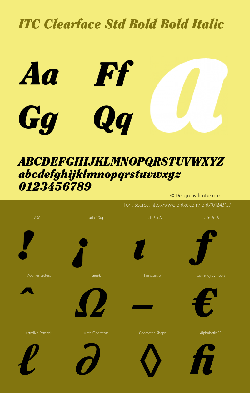 ITC Clearface Std Bold Bold Italic OTF 1.018;PS 001.001;Core 1.0.31;makeotf.lib1.4.1585图片样张