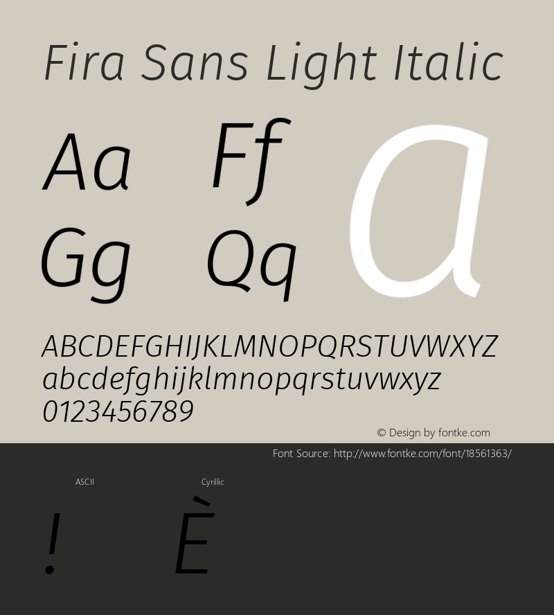 Fira Sans Light Italic Version 4.203;PS 004.203;hotconv 1.0.88;makeotf.lib2.5.64775; ttfautohint (v1.4.1)图片样张
