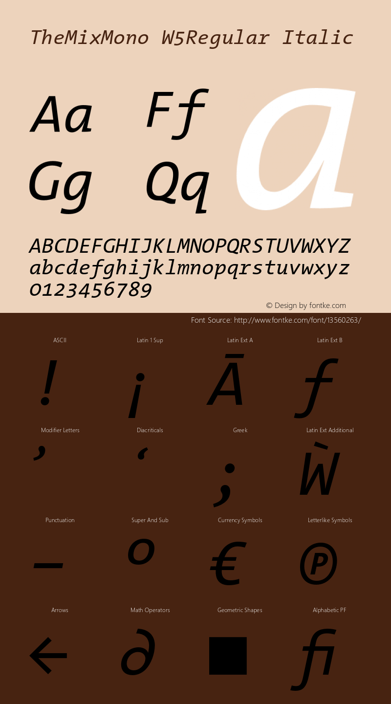 TheMixMono W5Regular Italic Version 3.008图片样张