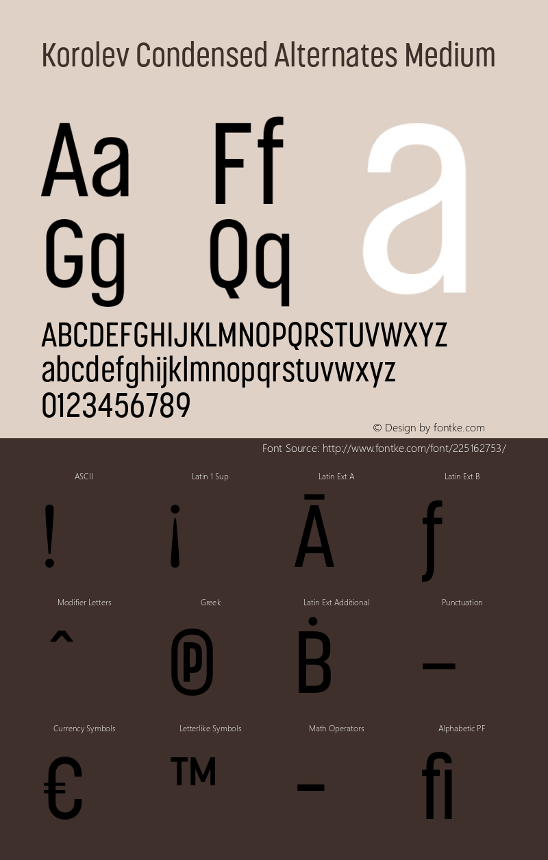 Korolev Condensed Alternates Medium Version 6.000;FEAKit 1.0图片样张