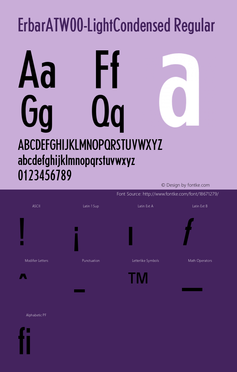 ErbarATW00-LightCondensed Regular Version 1.00图片样张