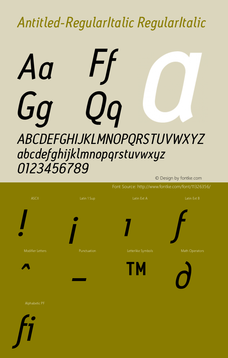 Antitled-RegularItalic RegularItalic Version 001.000图片样张