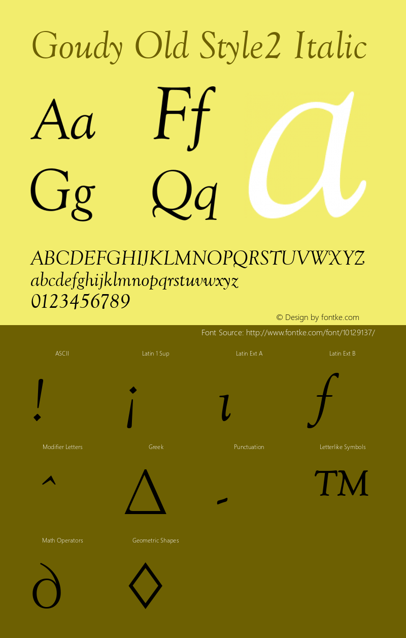 Goudy Old Style2 Italic Version 1.50图片样张