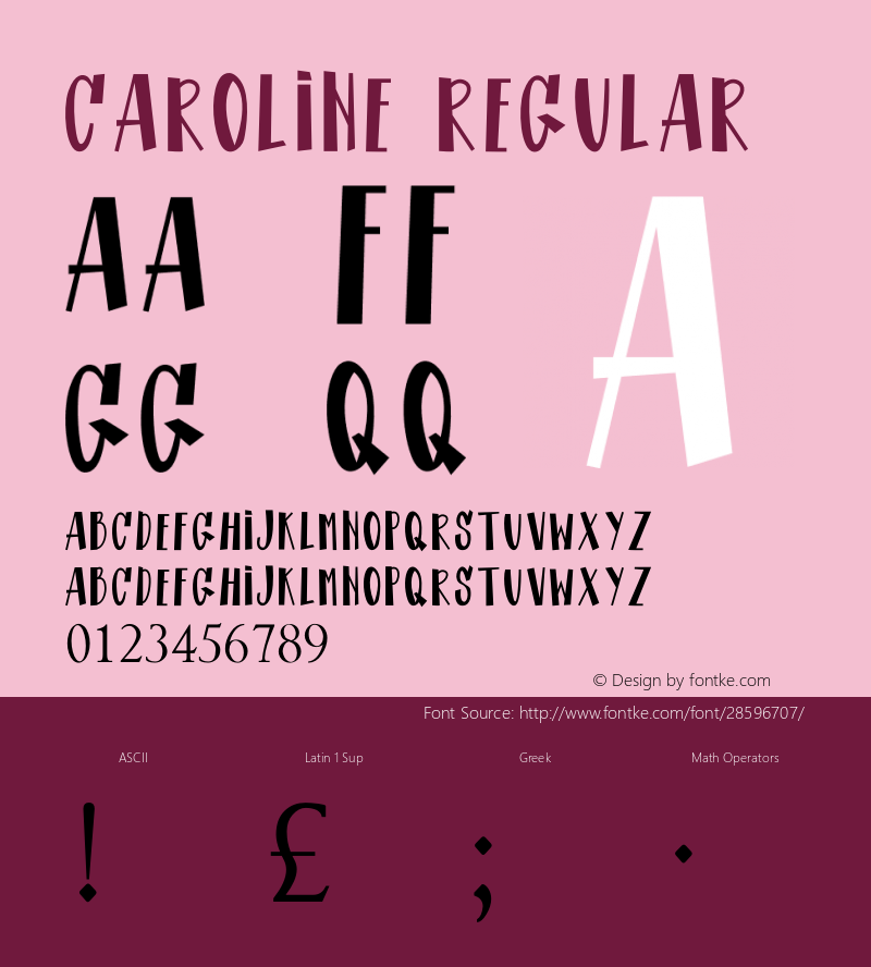 CAROLINE Version 1.00;December 26, 2018;FontCreator 11.5.0.2430 64-bit图片样张