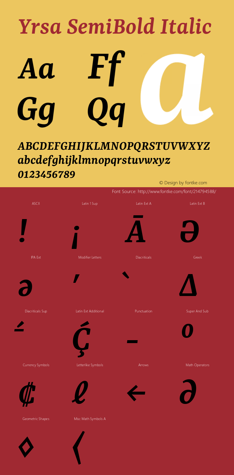 Yrsa SemiBold Italic Version 2.004; ttfautohint (v1.8.3)图片样张