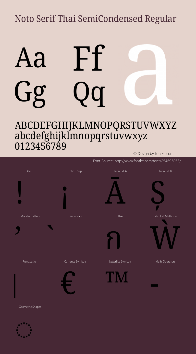 Noto Serif Thai SemiCondensed Regular Version 2.002图片样张